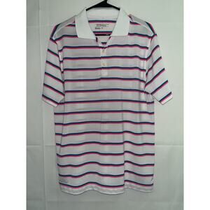 Nike Golf Polo Shirt Mens Size M Tour Performance Dri-Fit Striped Pink Blue
